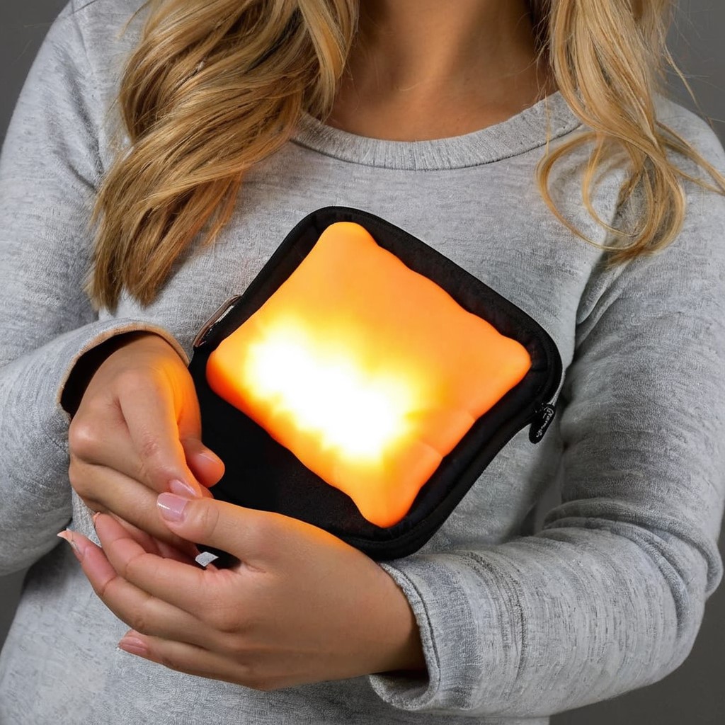 battery operated hand warmer glowing warm