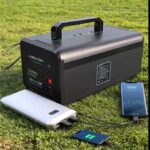 portable battery bank black on grass