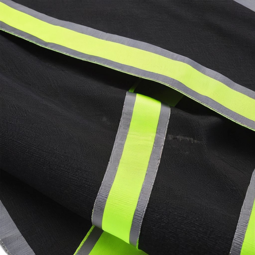 black polyester fabric with high visibility reflective tape