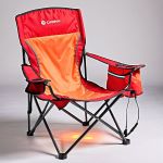 red heated camping chair