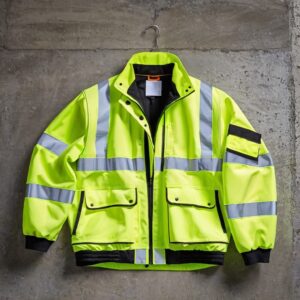 battery heated jacket, construction lime green color