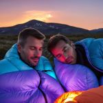 heated sleeping bag with two men staying warm